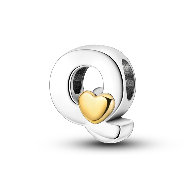 Fit Original Bangle Bracelet DIY A-Z Alphabet Charms Bead 925 Sterling Silver CZ Zircon LOVE Letter Dangle Pendant Jewelry Gift