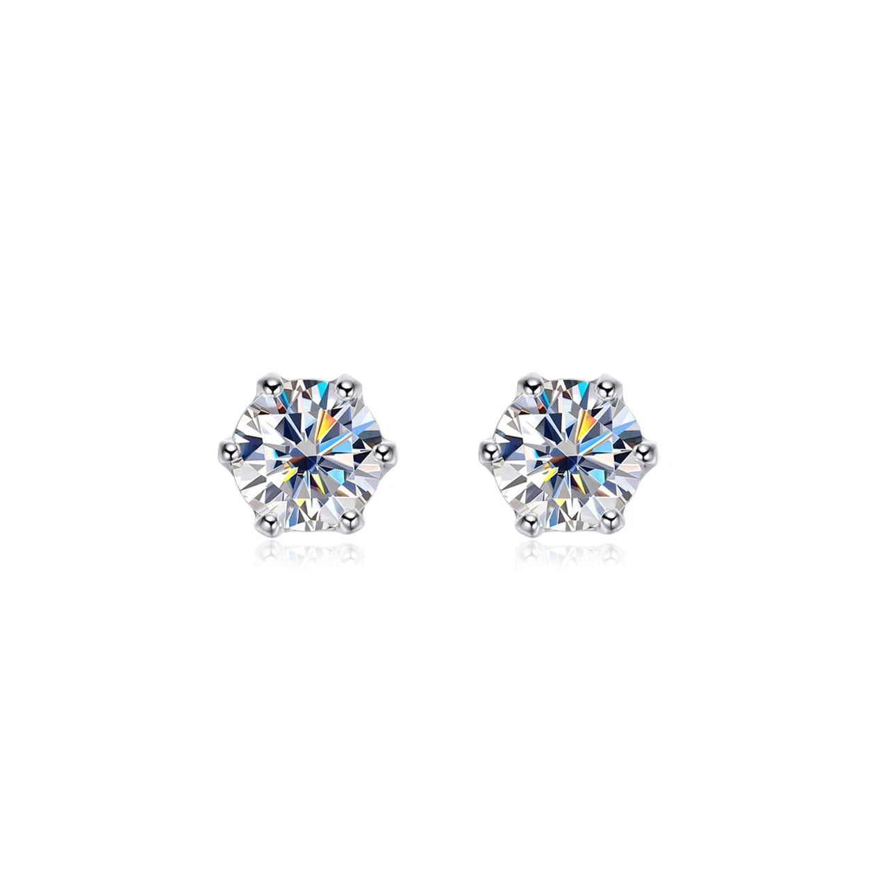 100% 925 Sterling Silver 0.2-2 Carat D Color Moissanite Diamond Stud Earrings For Women Sparkling Party Fine Jewelry Gifts