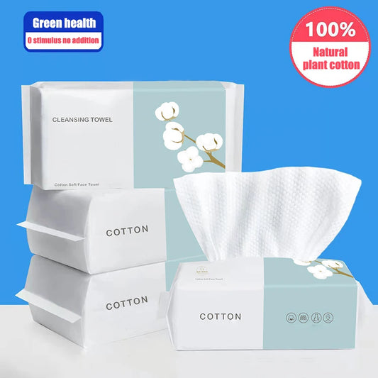 100PCS Natural Disposable Face Towel Travel Facial Cleansing Wet And Dry Makeup Remover Pearl Cotton Soft Makeup Nonwoven Towel