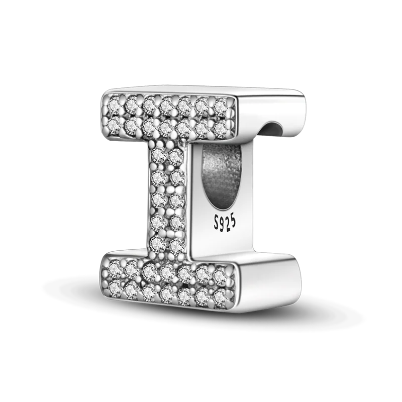 Fit Original Bangle Bracelet DIY A-Z Alphabet Charms Bead 925 Sterling Silver CZ Zircon LOVE Letter Dangle Pendant Jewelry Gift