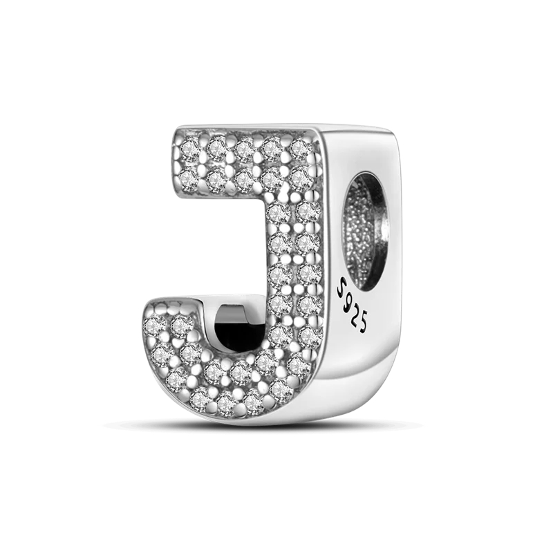 Fit Original Bangle Bracelet DIY A-Z Alphabet Charms Bead 925 Sterling Silver CZ Zircon LOVE Letter Dangle Pendant Jewelry Gift