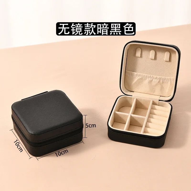 Portable Mini Jewelry Storage Box Travel Organizer Jewelry Case Leather Storage Earrings Necklace Ring Jewelry Organizer Display