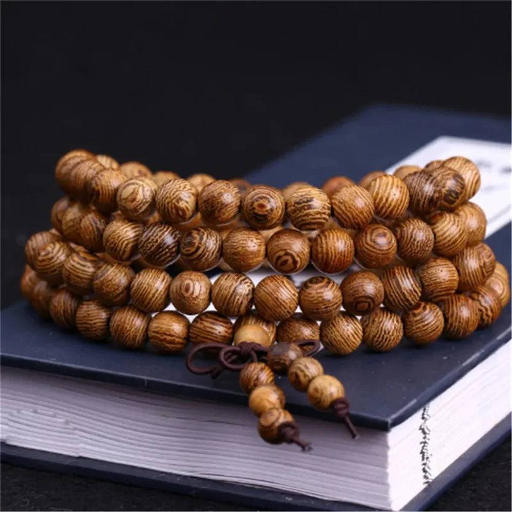 Natural Sandalwood Bracelet  Meditation Bead Bracelet 108 Beads Rosary Hanging Decoration
