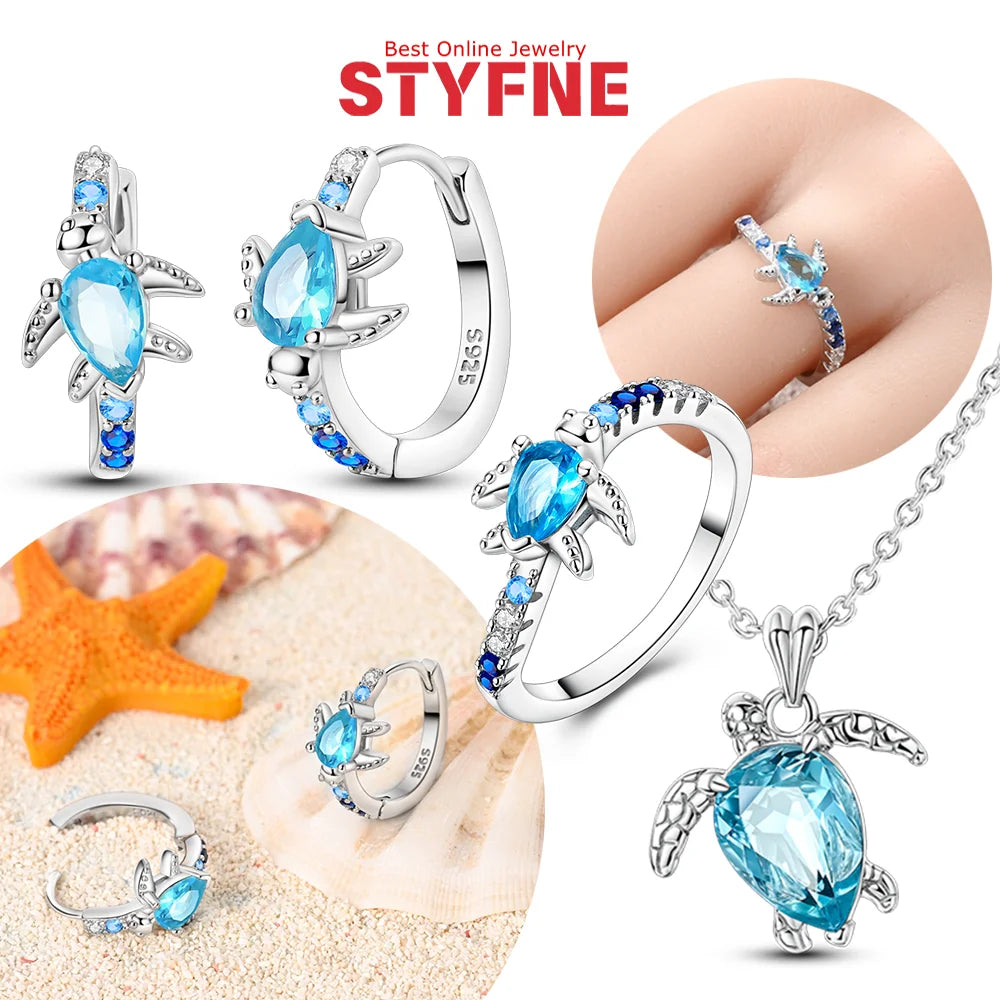 New Silver S925 Shiny Red Heart-shaped Jewelry Sets Double Heart Classic Ring Necklace Earrings Luxury Jewelry Gifts for Women