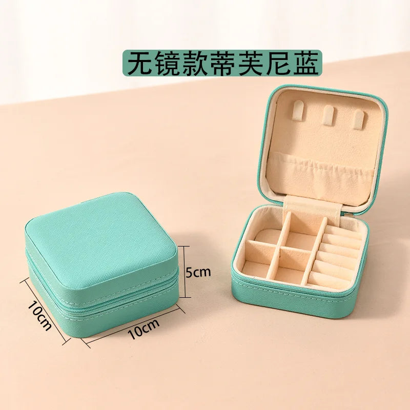 Portable Mini Jewelry Storage Box Travel Organizer Jewelry Case Leather Storage Earrings Necklace Ring Jewelry Organizer Display