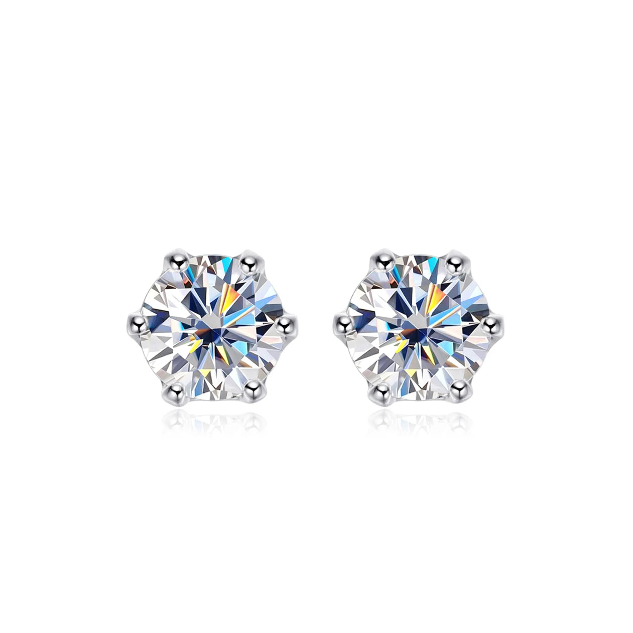 100% 925 Sterling Silver 0.2-2 Carat D Color Moissanite Diamond Stud Earrings For Women Sparkling Party Fine Jewelry Gifts