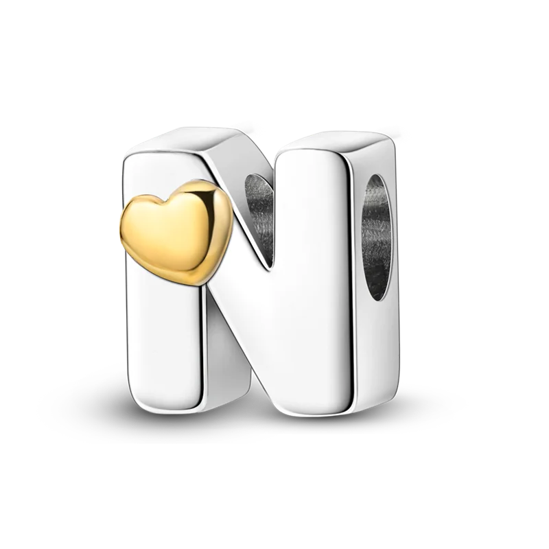 Fit Original Bangle Bracelet DIY A-Z Alphabet Charms Bead 925 Sterling Silver CZ Zircon LOVE Letter Dangle Pendant Jewelry Gift