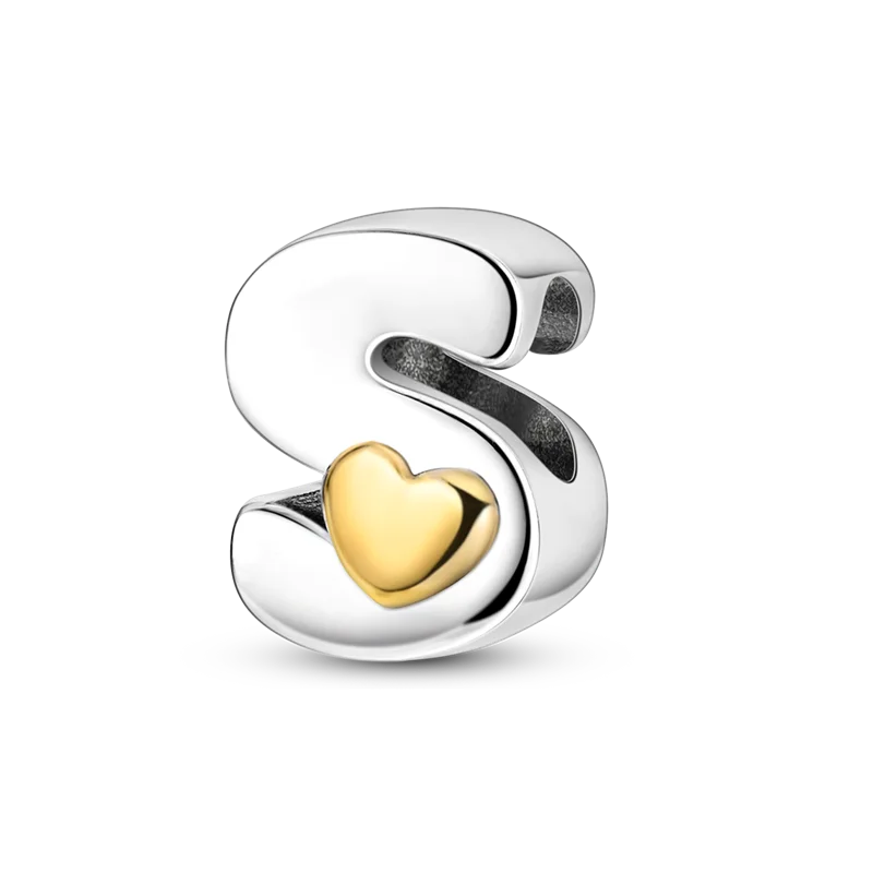 Fit Original Bangle Bracelet DIY A-Z Alphabet Charms Bead 925 Sterling Silver CZ Zircon LOVE Letter Dangle Pendant Jewelry Gift