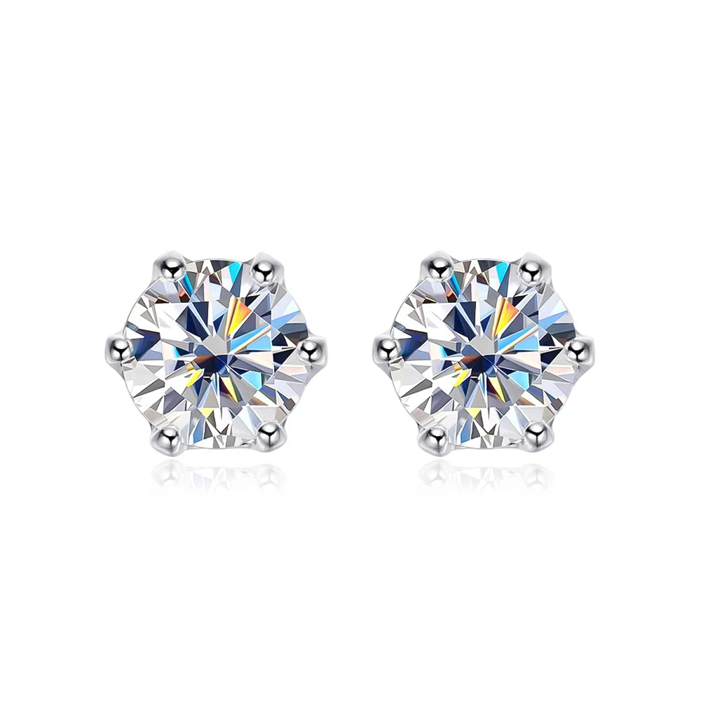 100% 925 Sterling Silver 0.2-2 Carat D Color Moissanite Diamond Stud Earrings For Women Sparkling Party Fine Jewelry Gifts