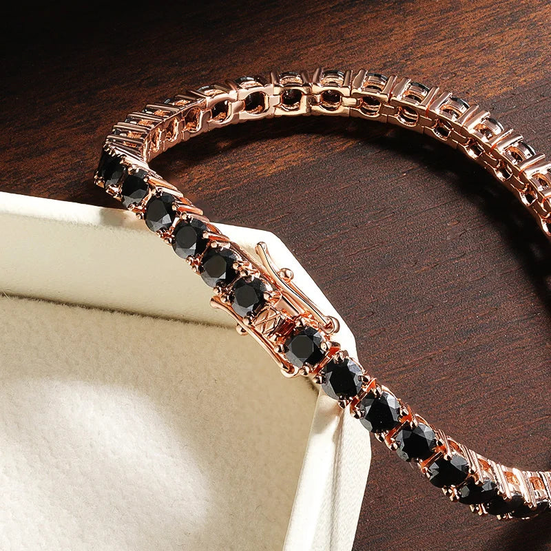 3mm 4mm Black Moissanite Tennis Bracelet Full Diamond GRA 925 Sterling Silver Plated 18k Hiphop Bracelets for Women Man