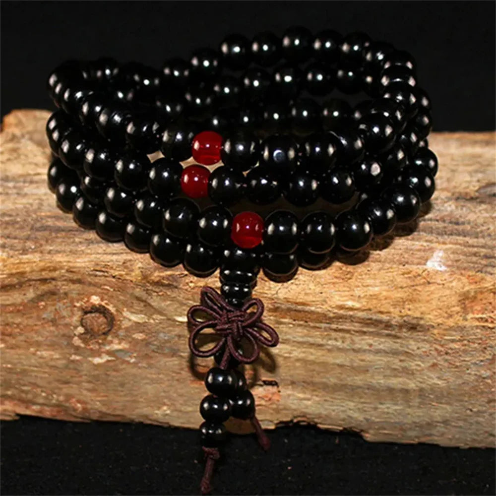 Natural Sandalwood Bracelet  Meditation Bead Bracelet 108 Beads Rosary Hanging Decoration