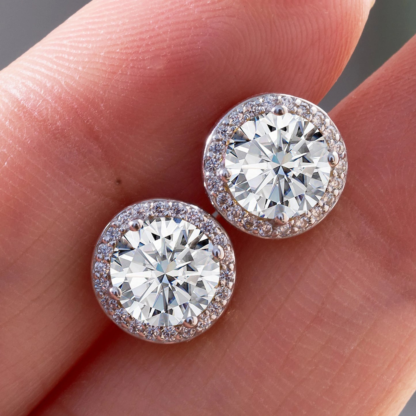 925 Sterling Silver 1 Carat Moissanite Round Earrings Engagement Wedding Daily Work Party Travel Luxurious Gift For Women