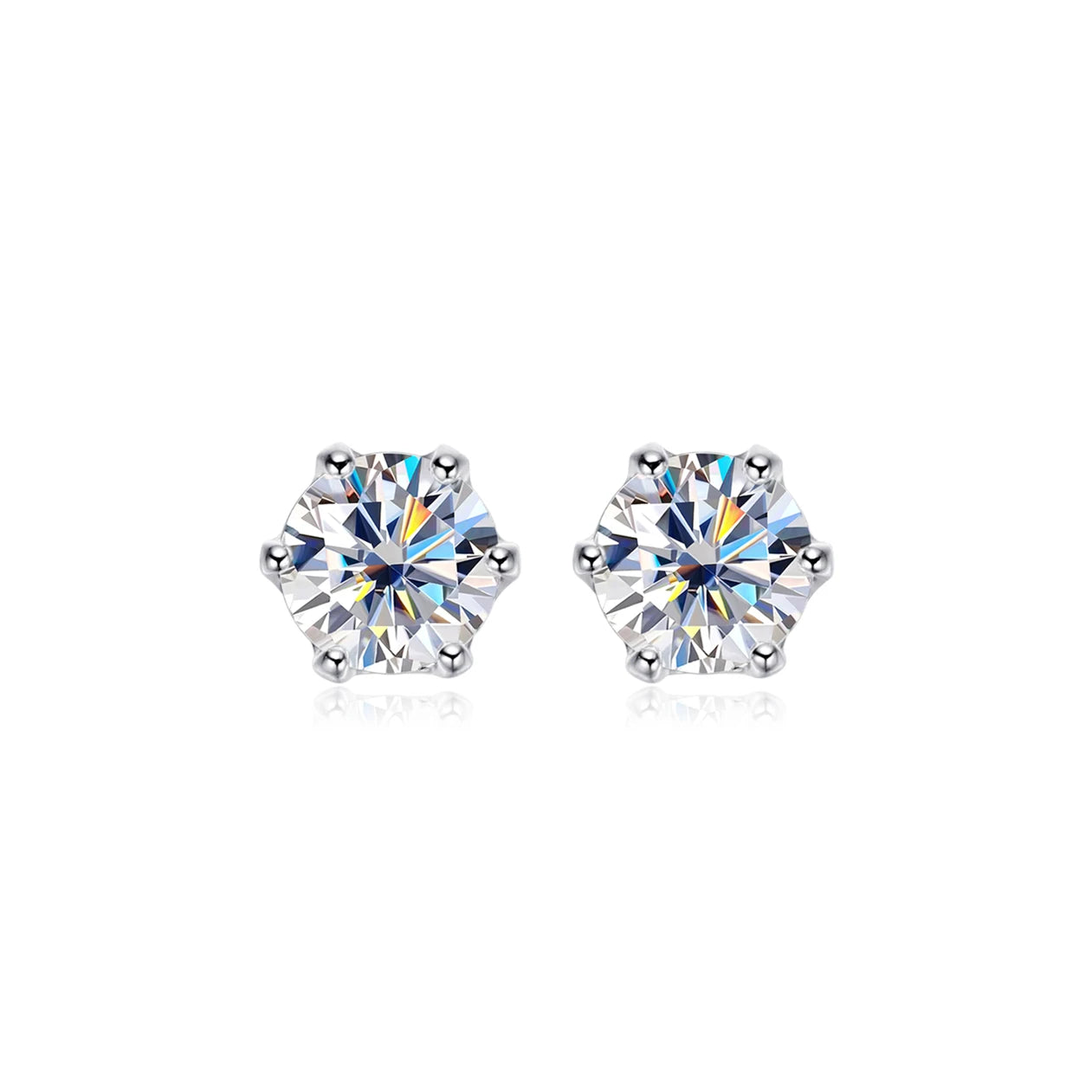 100% 925 Sterling Silver 0.2-2 Carat D Color Moissanite Diamond Stud Earrings For Women Sparkling Party Fine Jewelry Gifts