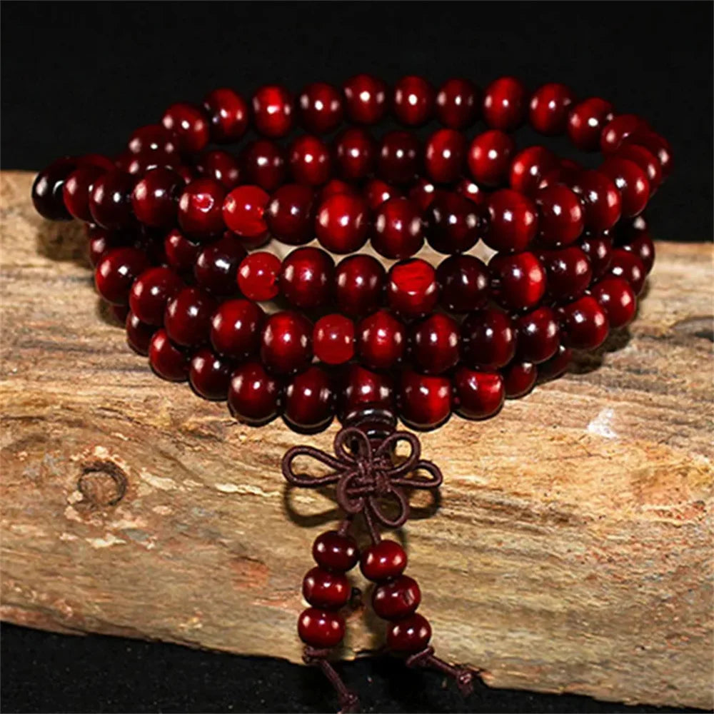 Natural Sandalwood Bracelet  Meditation Bead Bracelet 108 Beads Rosary Hanging Decoration