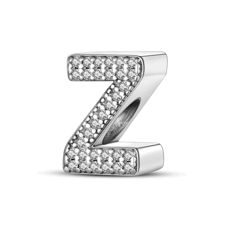 Fit Original Bangle Bracelet DIY A-Z Alphabet Charms Bead 925 Sterling Silver CZ Zircon LOVE Letter Dangle Pendant Jewelry Gift