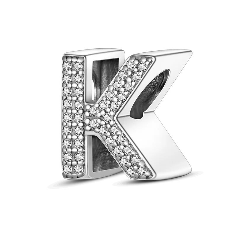Fit Original Bangle Bracelet DIY A-Z Alphabet Charms Bead 925 Sterling Silver CZ Zircon LOVE Letter Dangle Pendant Jewelry Gift