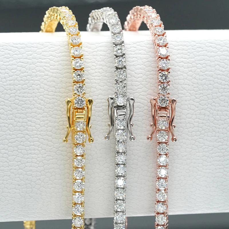 Color Full 2/2.5/3/4/5/6.5mm Moissanite Tennis Bracelet For Women S925 Plated 18K Rose Gold Diamond Link Bracelets