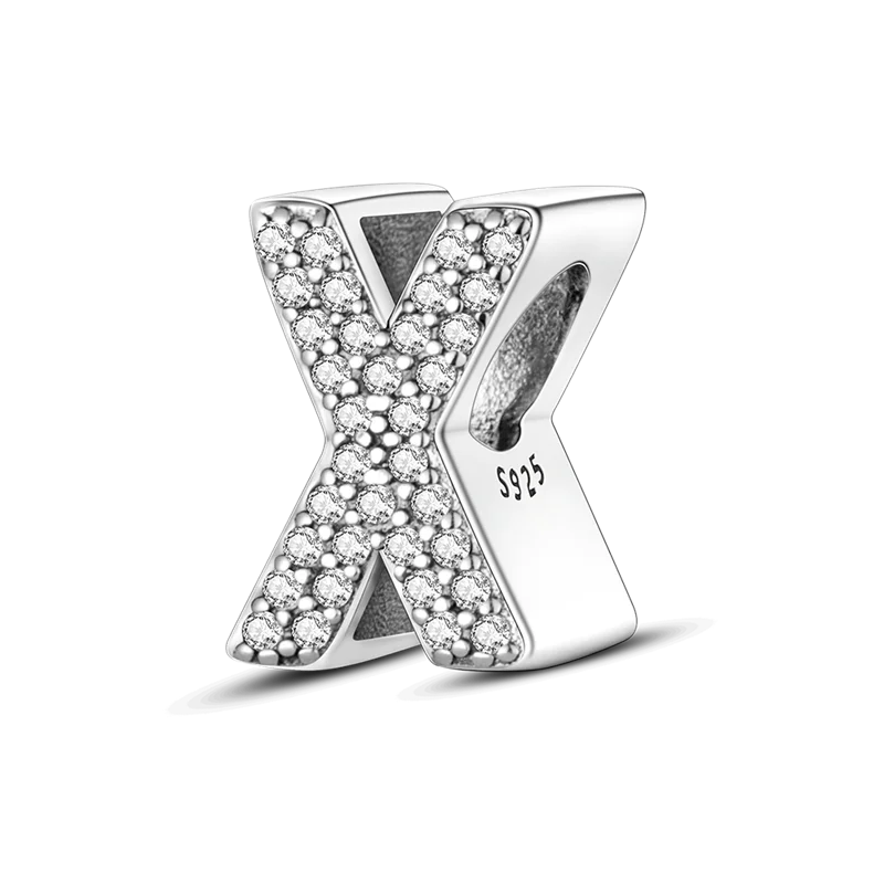 Fit Original Bangle Bracelet DIY A-Z Alphabet Charms Bead 925 Sterling Silver CZ Zircon LOVE Letter Dangle Pendant Jewelry Gift